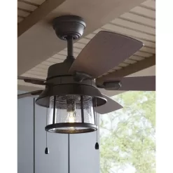 Home Decorators Collection 59201 Shanahan 52 in. Indoor/Outdoor LED Bronze Ceiling Fan with Light Kit, Downrod and Reversible Blades