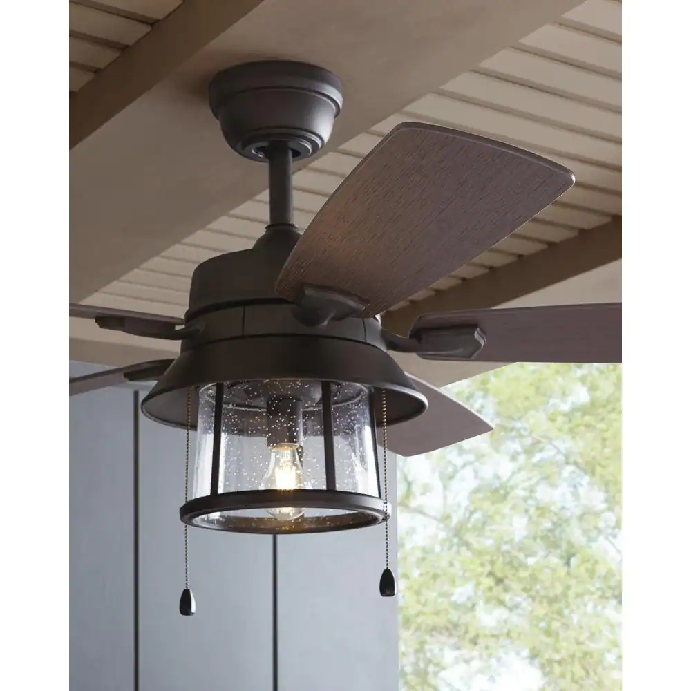 Home Decorators Collection 59201 Shanahan 52 in. Indoor/Outdoor LED Bronze Ceiling Fan with Light Kit, Downrod and Reversible Blades