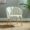 JAYDEN CREATION Flora Ivory Scalloped Velvet Arm Chair