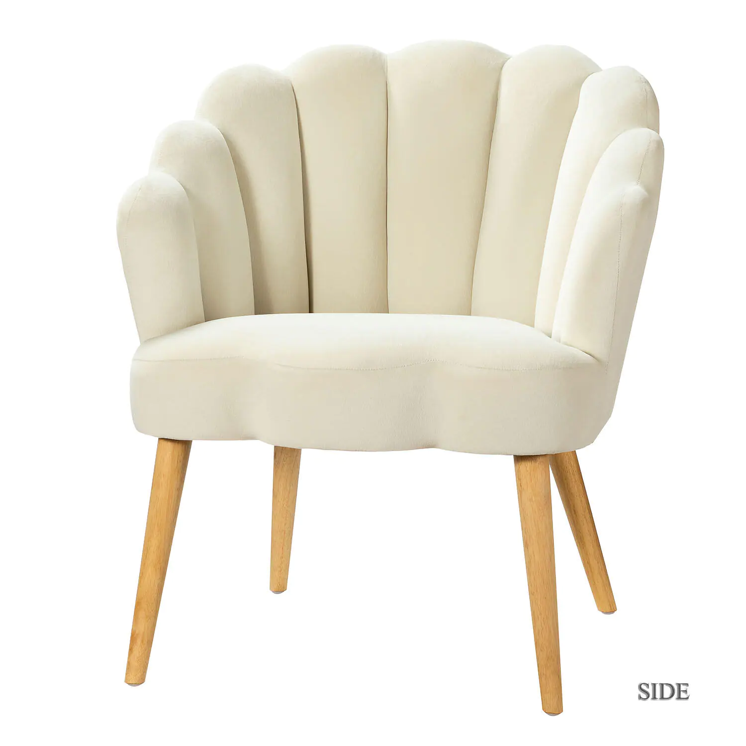 JAYDEN CREATION Flora Ivory Scalloped Velvet Arm Chair