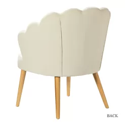 JAYDEN CREATION Flora Ivory Scalloped Velvet Arm Chair