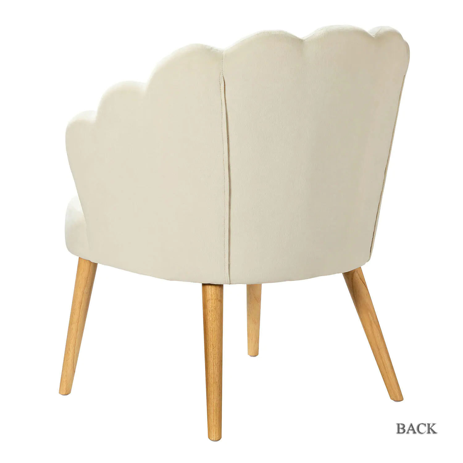 JAYDEN CREATION Flora Ivory Scalloped Velvet Arm Chair