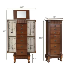 Jewelry Cabinet Armoire Jewelry Box Storage Chest Stand Organizer Wood Christmas Gift