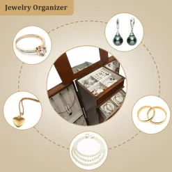Jewelry Cabinet Armoire Jewelry Box Storage Chest Stand Organizer Wood Christmas Gift