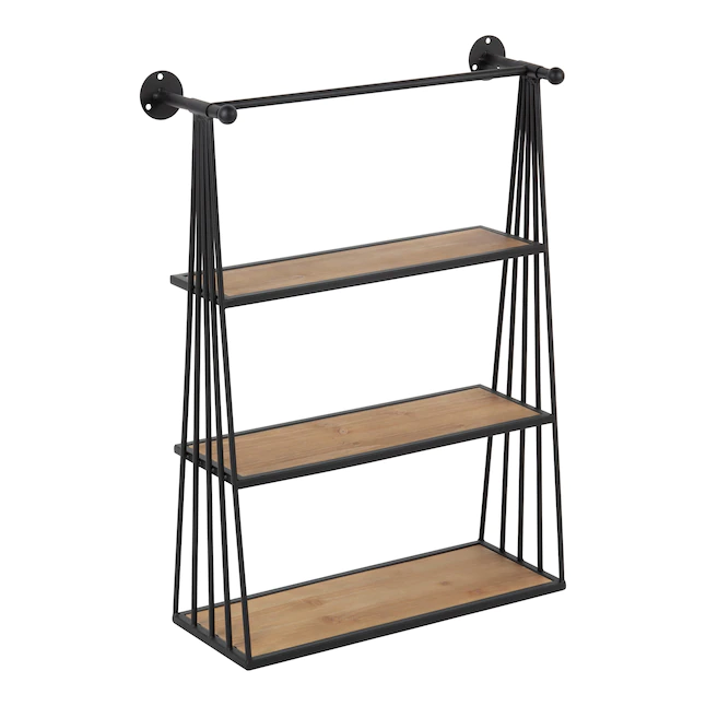 Kate and Laurel Rustic Brown/Black 23.25-in L x 8-in D Metal Tiered Shelf (3 Shelves)