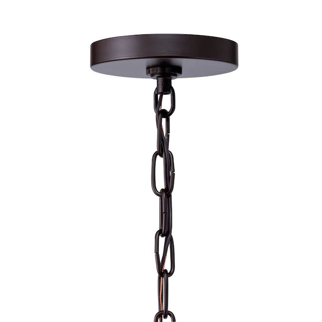 Kichler Barrington 4-Light Distressed Black and Wood Tone Rustic Seeded Glass Cylinder Pendant Light - Image 4