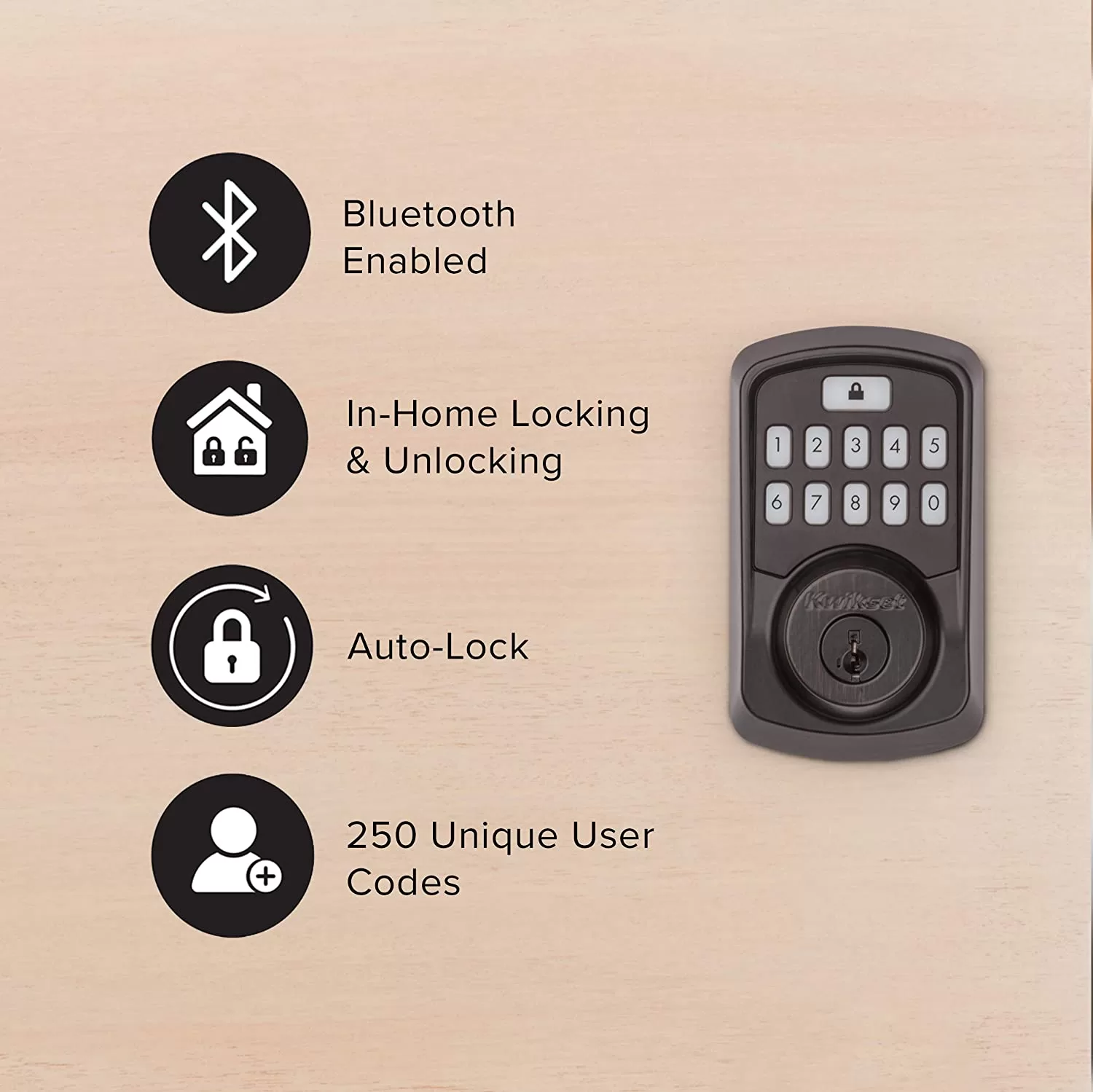 Kwikset Aura Venetian Bronze Bluetooth Enabled Single Cylinder Electronic Deadbolt Lighted Keypad - Image 11