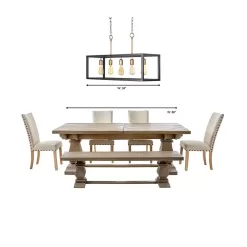 Hampton Bay Boswell Quarter 34 in. 5-Light Vintage Brass Farmhouse Linear Island Chandelier with Black Distressed Wood Accents