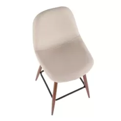Lumisource Pebble 24 in. Walnut and Beige Counter Stool (Set of 2)