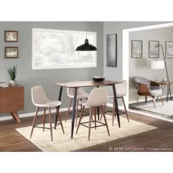 Lumisource Pebble 24 in. Walnut and Beige Counter Stool (Set of 2)