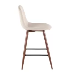 Lumisource Pebble 24 in. Walnut and Beige Counter Stool (Set of 2)