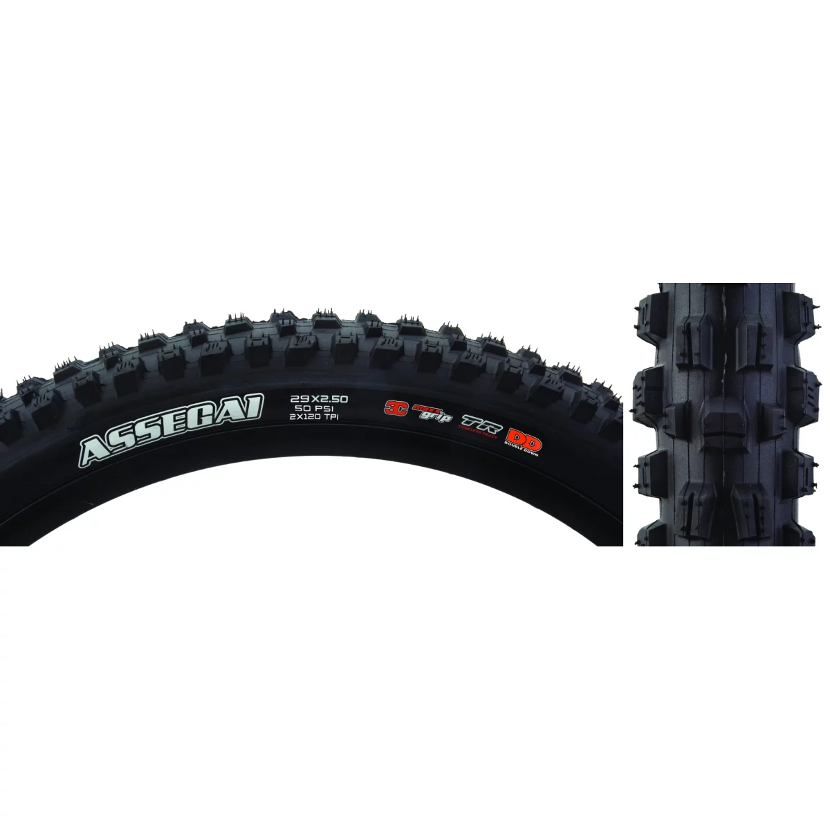 Maxxis Assegai Tire: 29 x 2.50 Folding 2-Ply 120tpi DH 3C MaxxGrip Compound