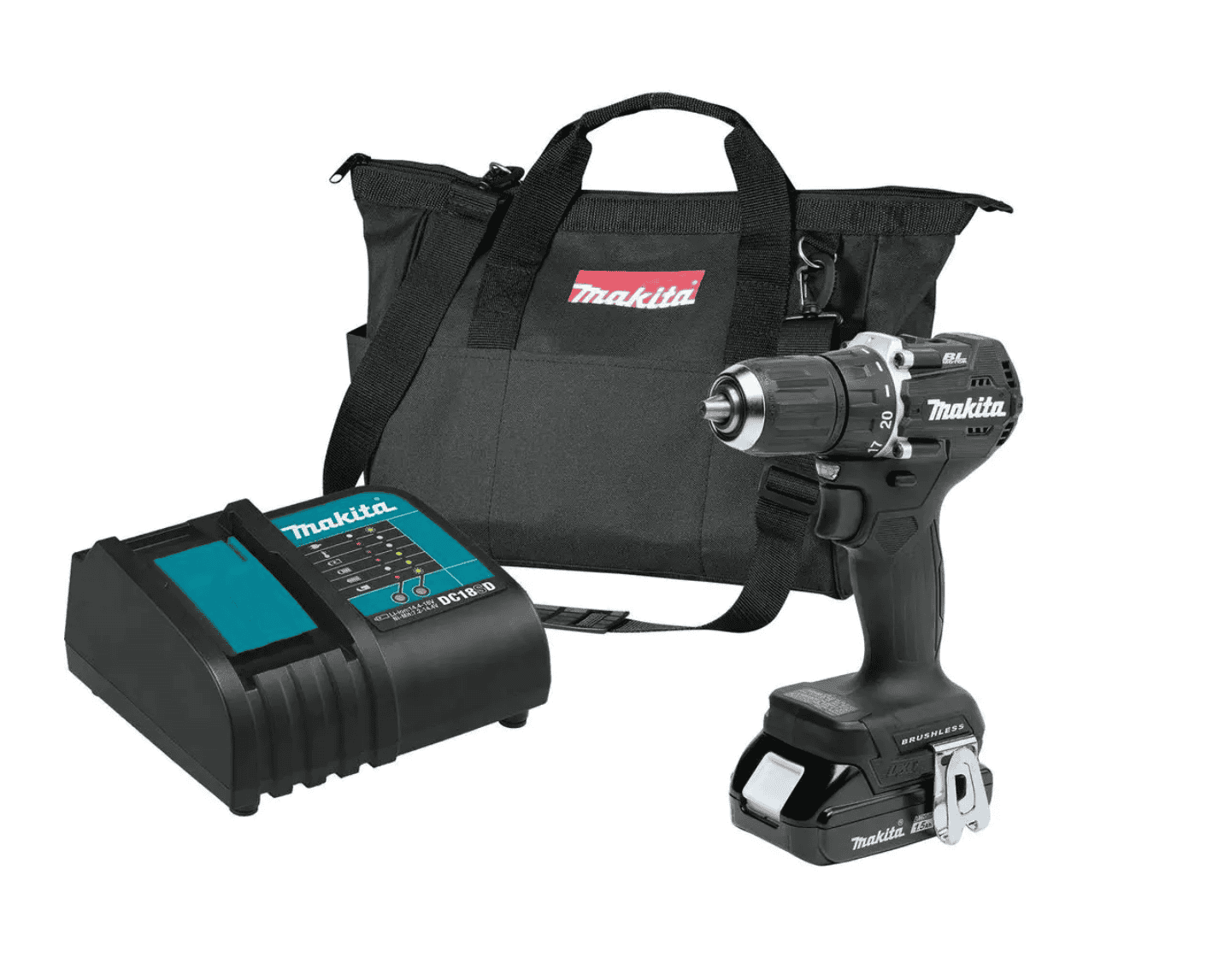 Makita XFD15SY1B 18V LXT Sub-Compact Lithium-Ion Brushless Cordless 1/2 in. Driver Drill Kit, 1.5Ah