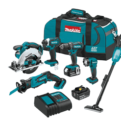 Makita XT614SX1 18V Lithium-Ion Cordless 6-Piece Kit (Drill-Driver/ Impact Driver/ Circular Saw/ Recipro Saw/ Vacuum/ Light) 3.0Ah