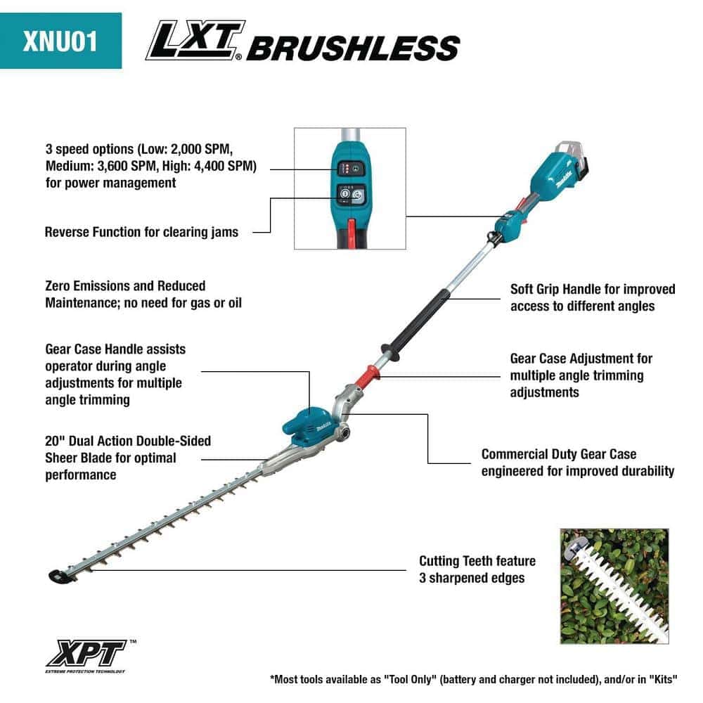 Makita XNU01Z 18-Volt LXT Lithium-Ion Brushless 20 in. Articulating Pole Hedge Trimmer (Tool-Only)