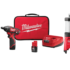 Milwaukee 2401-22-2362-20 M12 12-Volt Li-Ion Cordless 1/4 in. Hex Screwdriver Kit with M12 400 Lumens LED Lantern/Trouble Light with USB Charging