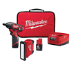 Milwaukee 2401-22-2367-20 M12 12-Volt Li-Ion Cordless 1/4 in. Hex Screwdriver Kit w/ M12 Service & Repair 700 Lumens Flood Light w/ USB Charging