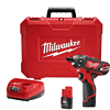 Milwaukee 2406-22 M12 12-Volt Lithium-Ion Cordless 1/4 in. Hex 2-Speed Screwdriver Kit with Two 1.5 Ah Batteries and Hard Case
