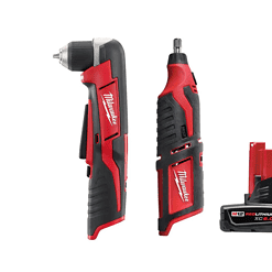Milwaukee 2415-20-2460-20-48-11-2460 M12 12V Lithium-Ion Cordless 3/8 in. Right Angle Drill with M12 Rotary Tool and 6.0 Ah XC Battery Pack