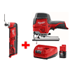 Milwaukee 2445-20-2426-20-48-59-2420 M12 12V Lithium-Ion Cordless Jig Saw and Multi-Tool Combo Kit W/ (1) 2.0Ah Battery and Charger