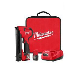 Milwaukee 2448-21 M12 12-Volt Lithium-Ion Cordless Cable Stapler Nailer Kit with 2.0Ah Battery, Charger and Bag