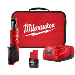 Milwaukee 2457-21 M12 12-Volt Lithium-Ion Cordless 3/8 in. Ratchet Kit with One 1.5 Ah Battery, Charger and Tool Bag