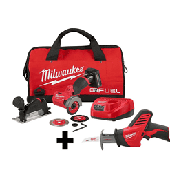 Milwaukee 2522-21XC-2420-20 M12 FUEL 12-Volt 3 in. Lithium-Ion Brushless Cordless Cut Off Saw Kit with M12 Hackzall Reciprocating Saw
