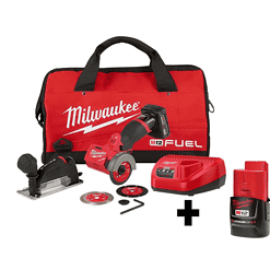 Milwaukee 2522-21XC-48-11-2420 M12 FUEL 12-Volt 3 in. Lithium-Ion Brushless Cordless Cut Off Saw Kit with Bonus M12 2.0 Ah Battery