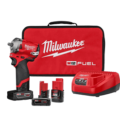 Milwaukee 2554-22-48-11-2440 M12 FUEL 12V Lithium-Ion Brushless Cordless Stubby 3/8 in. Impact Wrench Kit With M12 4.0Ah Battery