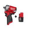 Milwaukee 2555-20-48-11-2420 M12 FUEL 12V Lithium-Ion Brushless Cordless Stubby 1/2 in. Impact Wrench with M12 2.0Ah Battery