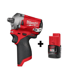 Milwaukee 2555-20-48-11-2420 M12 FUEL 12V Lithium-Ion Brushless Cordless Stubby 1/2 in. Impact Wrench with M12 2.0Ah Battery