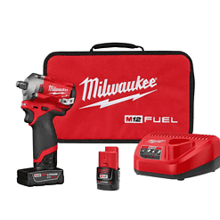 Milwaukee 2555-22 M12 FUEL 12V Lithium-Ion Brushless Cordless Stubby 1/2 in. Impact Wrench Kit with One 4.0 and One 2.0Ah Batteries