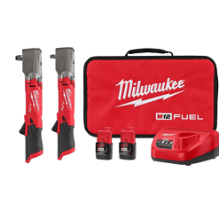 Milwaukee 2564-22-2565-20 M12 FUEL 12V Lithium-Ion Brushless Cordless 3/8 in. and 1/2 in. Right Angle Impact Wrench Kit (2-Tool)