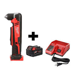 Milwaukee 2615-20-48-59-1850 M18 18V Lithium-Ion Cordless 3/8 in. Right-Angle Drill with M18 Starter Kit with One 5.0 Ah Battery and Charger