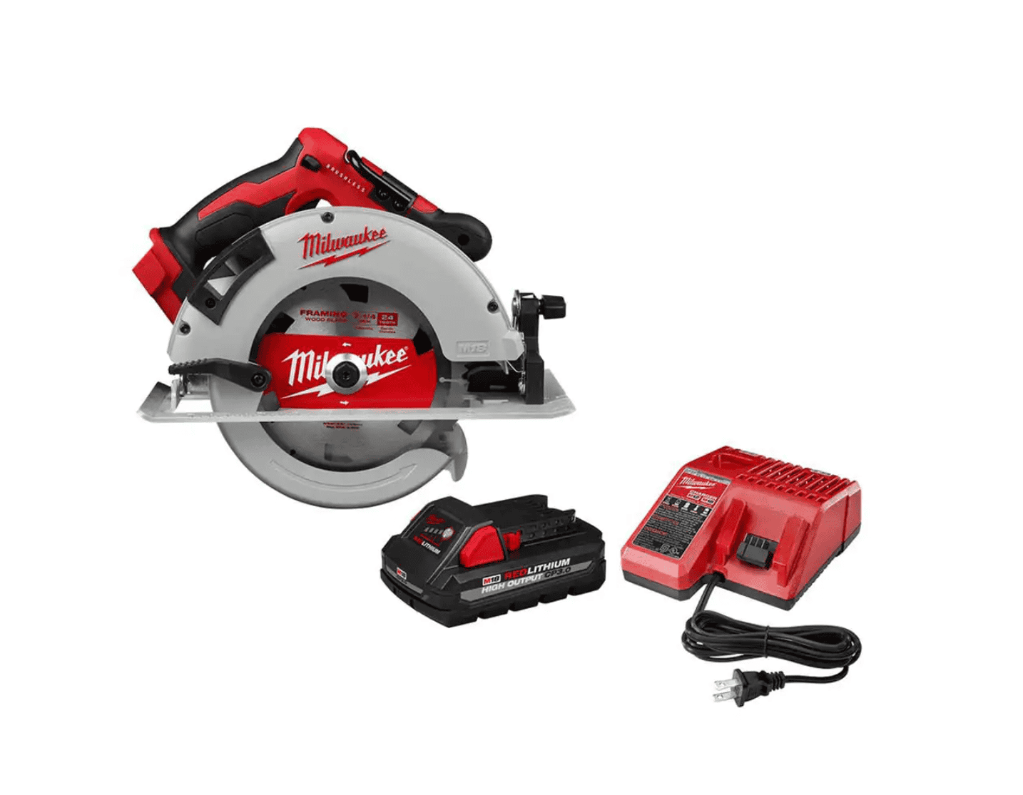 Milwaukee Circular Saw 2631-20-48-59-1835 M18 18-Volt Lithium-Ion Brushless Cordless 7-1/4 in. W/ 3.0Ah Battery and Charger