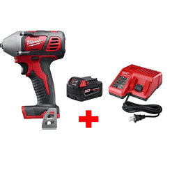Milwaukee 2658-20-48-59-1850 M18 18V Lithium-Ion Cordless 3/8 in. Impact Wrench W/ Friction Ring W/ M18 Starter Kit (1) 5.0Ah Battery & Charger