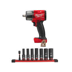Milwaukee 2962-20-49-66-7024 M18 FUEL GEN-2 18V Lithium-Ion Mid Torque Brushless Cordless 1/2 in. Impact Wrench with Socket Set (8-Piece)