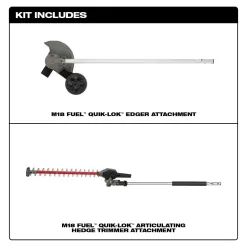 Milwaukee 49-16-2718-49-16-2719 M18 FUEL QUIK-LOK 8 in. Edger Attachment and M18 FUEL QUIK-LOK Hedge Trimmer Attachment (2-Tool)