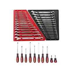 Milwaukee 48-22-9515 48-22-9415 Combination SAE and 48-22-2710 Metric Wrench Mechanics Tool Set with Screwdriver Set (40-Piece)