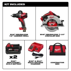 Milwaukee M18 18-Volt Lithium Brushless Cordless Hammer Drill and Circular Saw Combo Kit