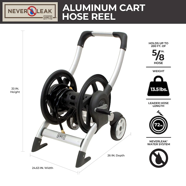 NeverLeak Aluminum 200-ft Cart Hose Reel - Image 7