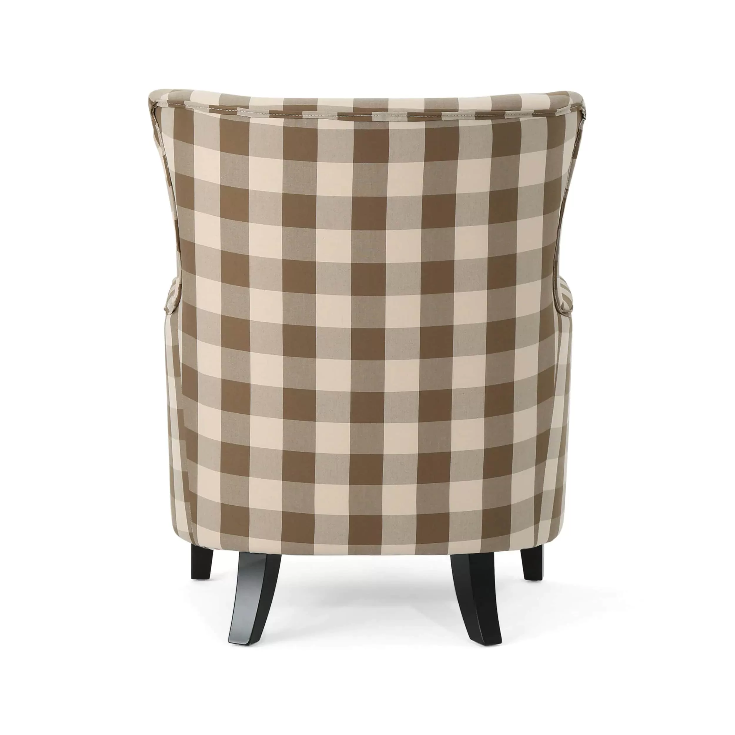 Noble House Arabella Brown Checkerboard Fabric Club Chair