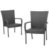 Noble House Gray Stackable Plastic Outdoor Dining Chair (Set of 2)