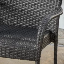 Noble House Gray Stackable Plastic Outdoor Dining Chair (Set of 2)