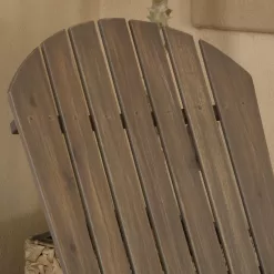 Noble House Hanlee Grey Folding Wood Adirondack Chair (2-Pack)