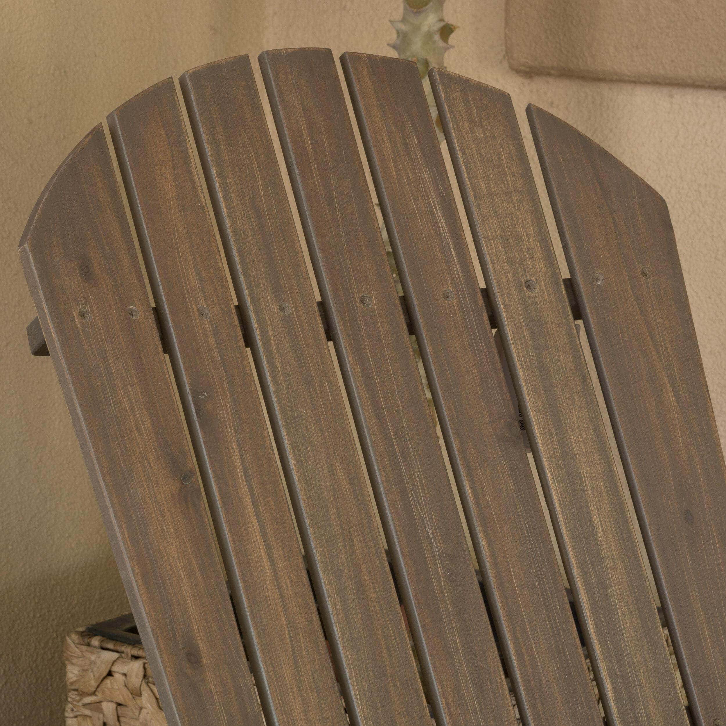 Noble House Hanlee Grey Folding Wood Adirondack Chair (2-Pack)