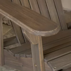 Noble House Hanlee Grey Folding Wood Adirondack Chair (2-Pack)