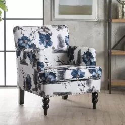 Noble House Rayna Floral Print Fabric Club Chair
