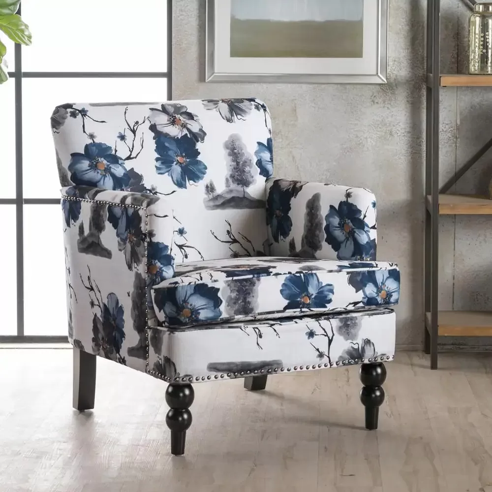 Noble House Rayna Floral Print Fabric Club Chair