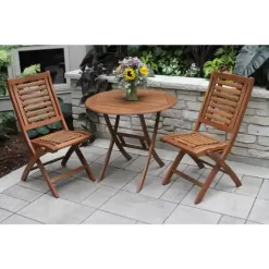 Outdoor Interiors Round 30 in. Eucalyptus Folding Outdoor Bistro Table